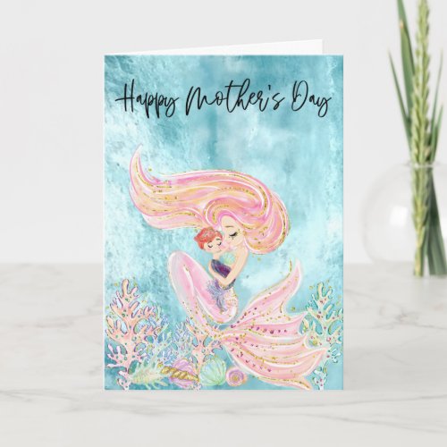 Mermaid Mothers Day with Baby Child Card