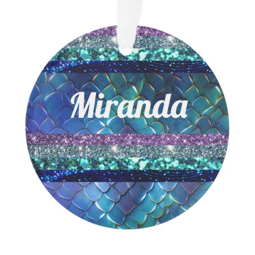 Mermaid Motif Glitter Personalized design  Ornament