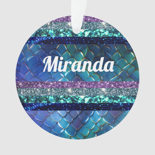 Mermaid Motif Glitter Personalized design  Ornament (Front)