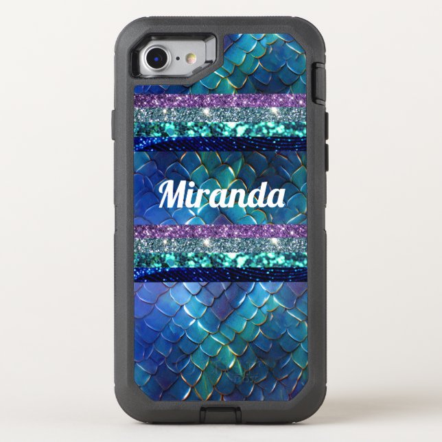 Mermaid Motif Glitter Personalized design  Otterbox iPhone Case (Back)