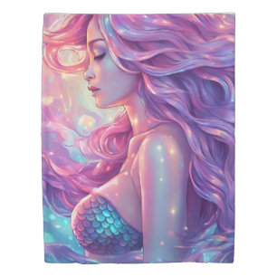 Mermaid Mythical Sea Creature Pinks Blues Purple Duvet Cover