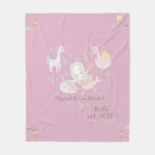 Mermaid Narwhal Dragon Unicorn Magic Dream Custom Fleece Blanket