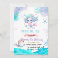 Mermaid Narwhal invitation