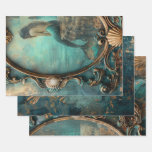 Mermaid Nautical Heavy Weight Decoupage Triptych Wrapping Paper Sheets