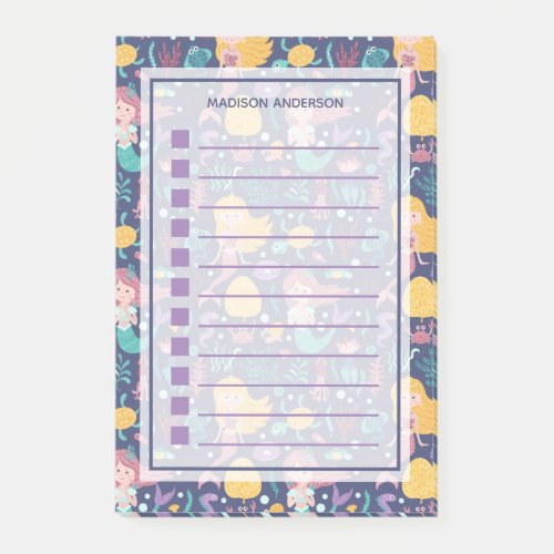 Mermaid Nautical Ocean Sea Creature To Do List Post_it Notes