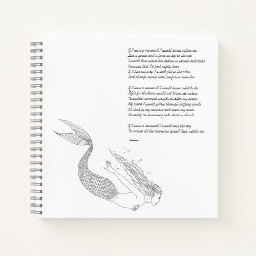 Mermaid Notebook With Poem If I Were A Mermaid