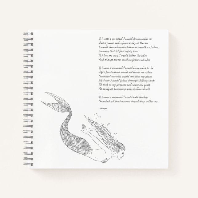 Mermaid Notebook With Poem "If I Were A Mermaid" (Front)