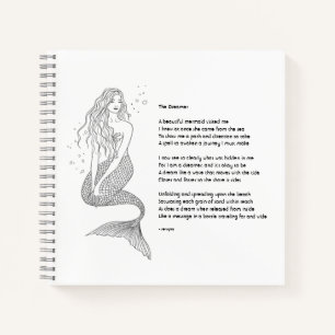 Mermaid Notebook With Poem "The Dreamer"