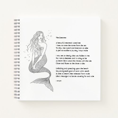 Mermaid Notebook With Poem The Dreamer