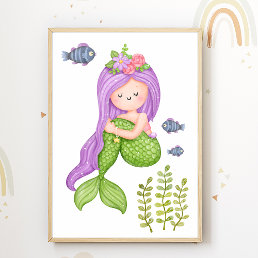 Mermaid Nursery Poster Ocean Kids Room Decor