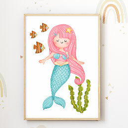 Mermaid Nursery Poster Ocean Kids Room Decor