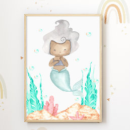 Mermaid Nursery Poster Ocean Kids Room Print