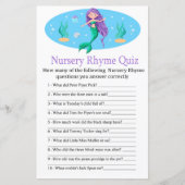 Mermaid Nursery Rhyme Quiz baby shower game (Front)