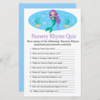 Mermaid Nursery Rhyme Quiz baby shower game