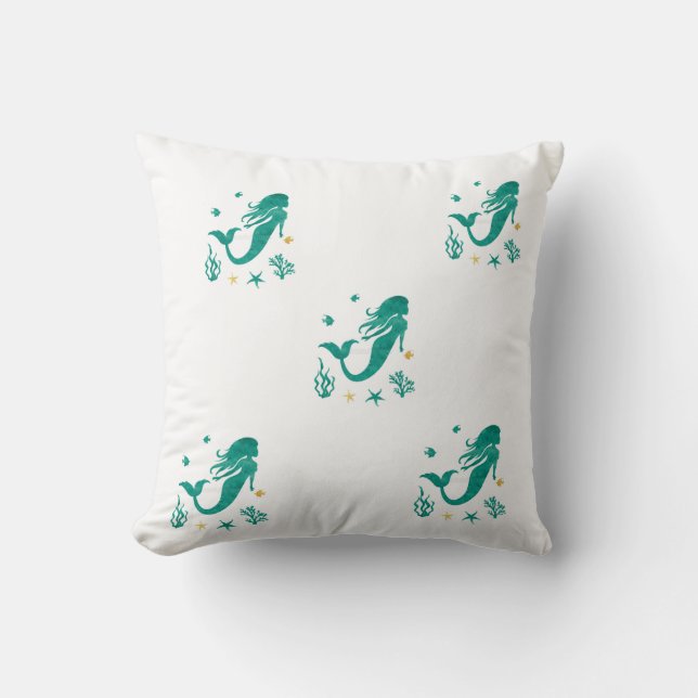 Mermaid Nursery Throw Pillow (Front)