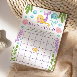 Mermaid Ocean Baby Shower Bingo Game Invitation | Zazzle