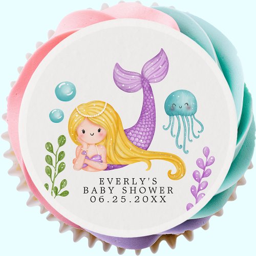 Mermaid Ocean Baby Shower Edible Frosting Rounds