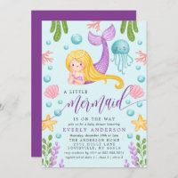 Mermaid Ocean Baby Shower Invitation