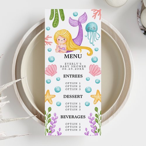 Mermaid Ocean Baby Shower Menu