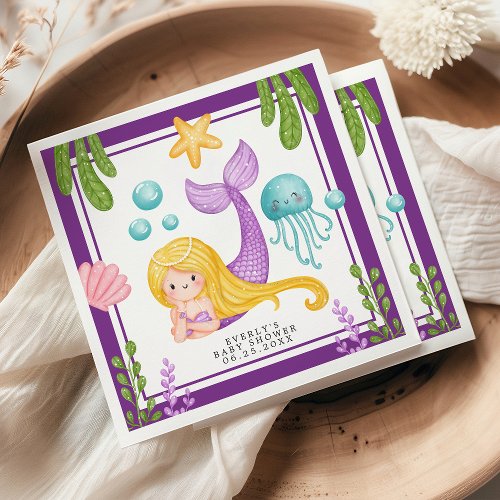 Mermaid Ocean Baby Shower Napkins