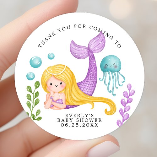 Mermaid Ocean Baby Shower Thank You Classic Round Sticker