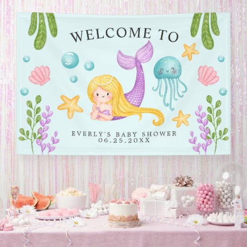 Mermaid Ocean Baby Shower Welcome Banner