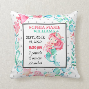 Disney Ariel Watercolor Wishes Pink and White Seashell Decorative Pillow :  : Home