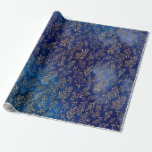 Mermaid Ocean Glitter Blue Navy Gold Foils Wrapping Paper (Unrolled)