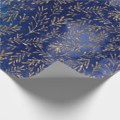 Mermaid Ocean Glitter Blue Navy Gold Foils Wrapping Paper (Corner)