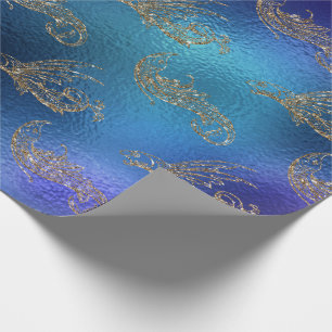 Mermaid Ocean Glitter Blue Navy Sea Creatures Wrapping Paper