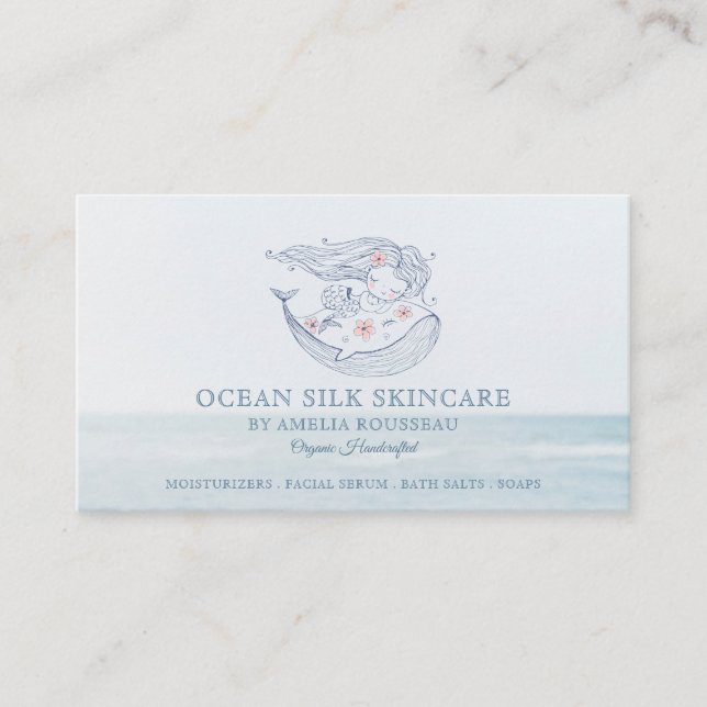 Mermaid Ocean Handcrafted Organic Skincare  Business Card (Front)