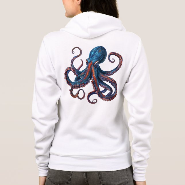 Mermaid Octopus Hoodie - Custom Monogram Zip Gift  (Back)