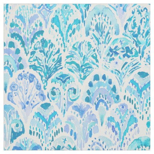 MERMAID OF BOLINAS Mystical Aqua Purple Fish Scale Fabric