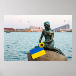 Mermaid of Denmark with Ukrainian Flag Poster