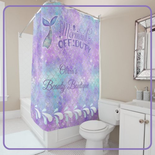 Mermaid Off Duty Beauty Boutique Glitter Scales  Shower Curtain