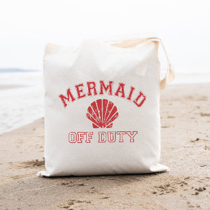 Mermaid Off Duty Distressed Vintage Tote Bag