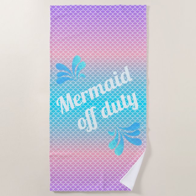 Mermaid Off Duty Gradient Scales Beach Towel (Front)