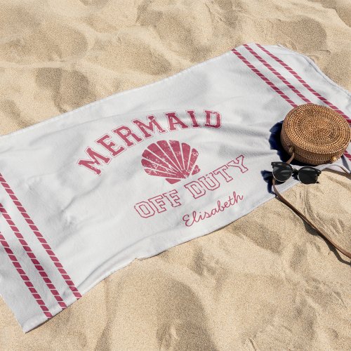 Mermaid Off Duty Personalized Beach Towel