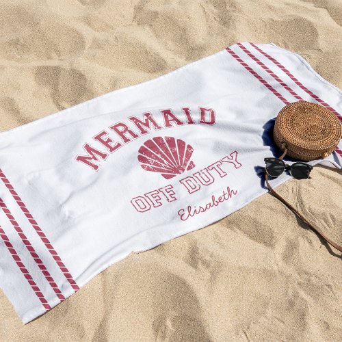 Mermaid Off Duty Personalized Beach Towel