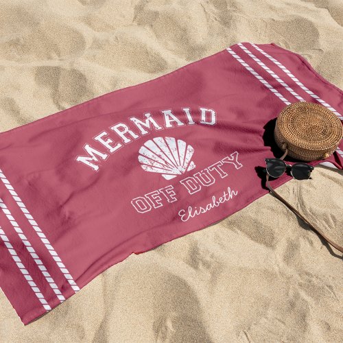 Mermaid Off Duty Personalized Beach Towel