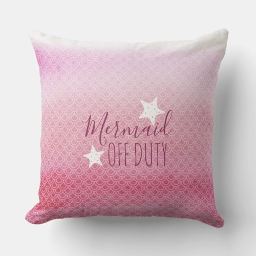 Mermaid Off Duty Pink Watercolor Throw Pillow