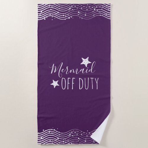 Mermaid Off Duty with StarFish and Waves Beach Towel