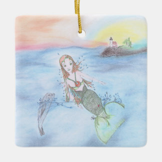 Mermaid off the Coast of Maine  Ceramic Ornament