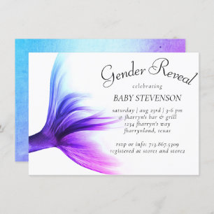 Mermaid Ombre   Blue Pink Purple Tail Shower Invitation
