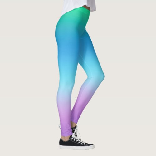 Mermaid Ombre Green Blue Purple Leggings