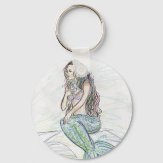 Mermaid on A Rock Custom Art Keychains