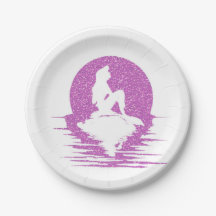 Mermaid on a rock - Pink Glitter