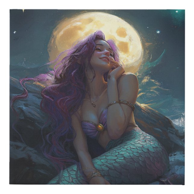 Mermaid on a Rock  wall art (Front)