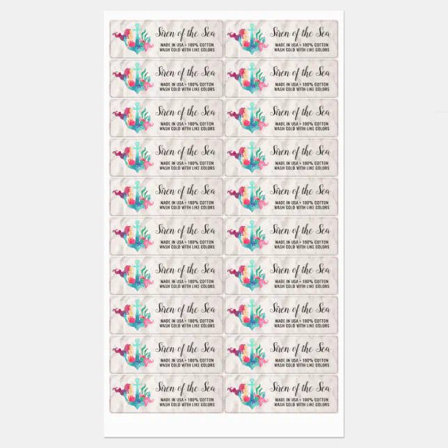 Mermaid on Anchor Nautical Watercolor Sandy Beach Labels | Zazzle