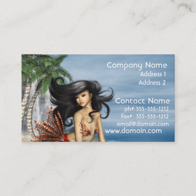 Mermaid on Beach Business Cards (Front)